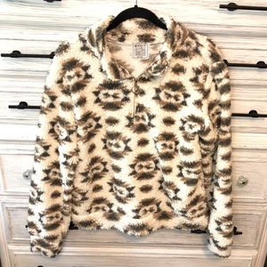 Women’s 1/4 zip Aztec print Sherpa pullover jacket